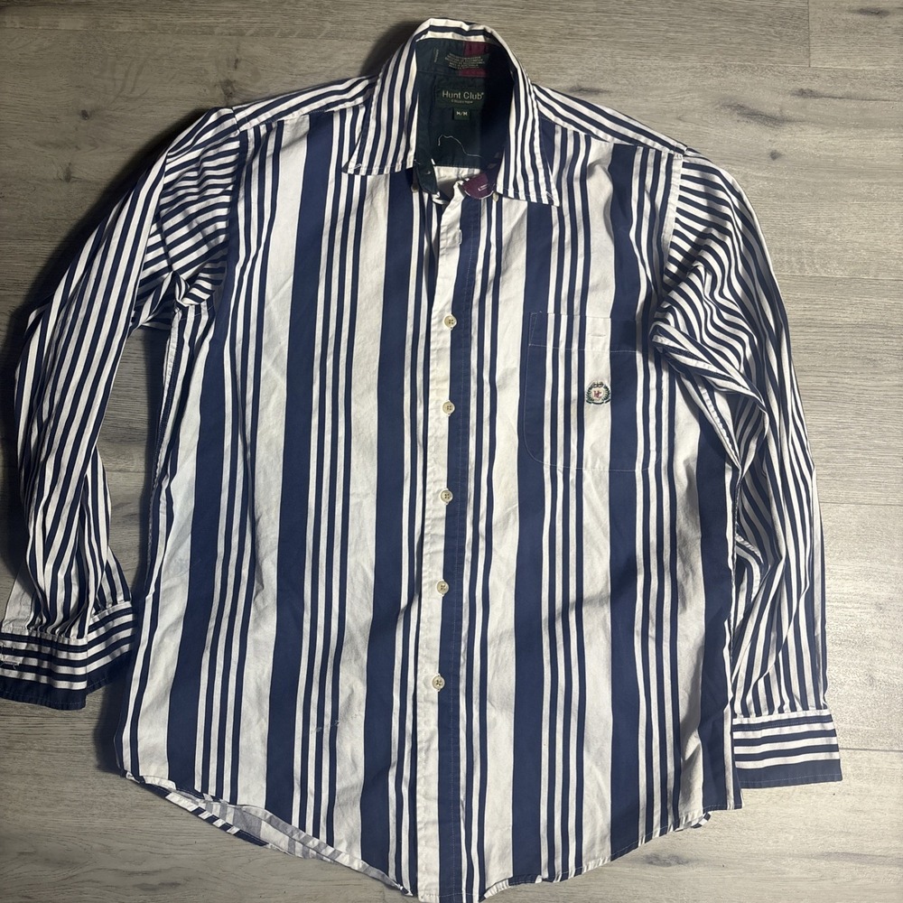 Vintage Hunt Club‎ Collection Striped Button Down Shirt Blue White Men's M